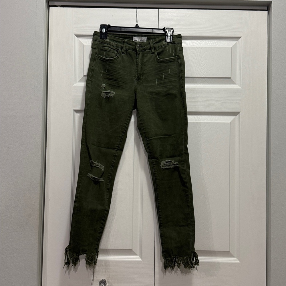 Olive Distressed Skinny Jeans